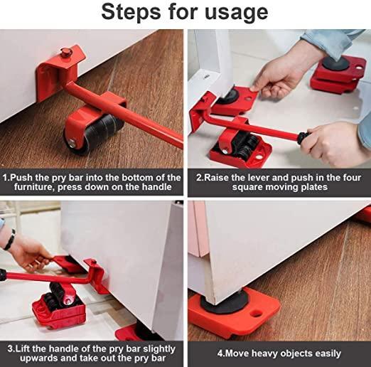 Furniture Lifter - Heavy Duty Furniture Shifting &amp; Lifting Tool Set with Wheel Pads